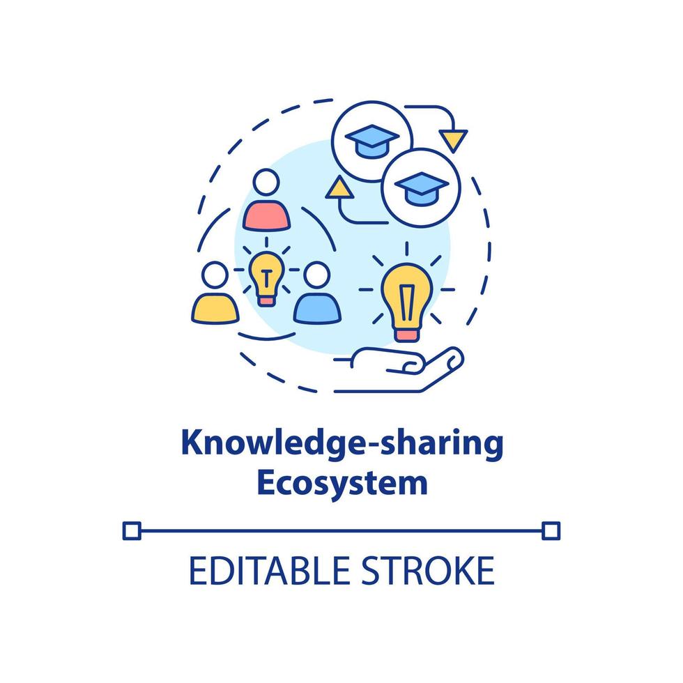 Knowledge-sharing ecosystem concept icon. Trendy skill to learn abstract idea thin line illustration. Exchange experience. Isolated outline drawing. Editable stroke. vector