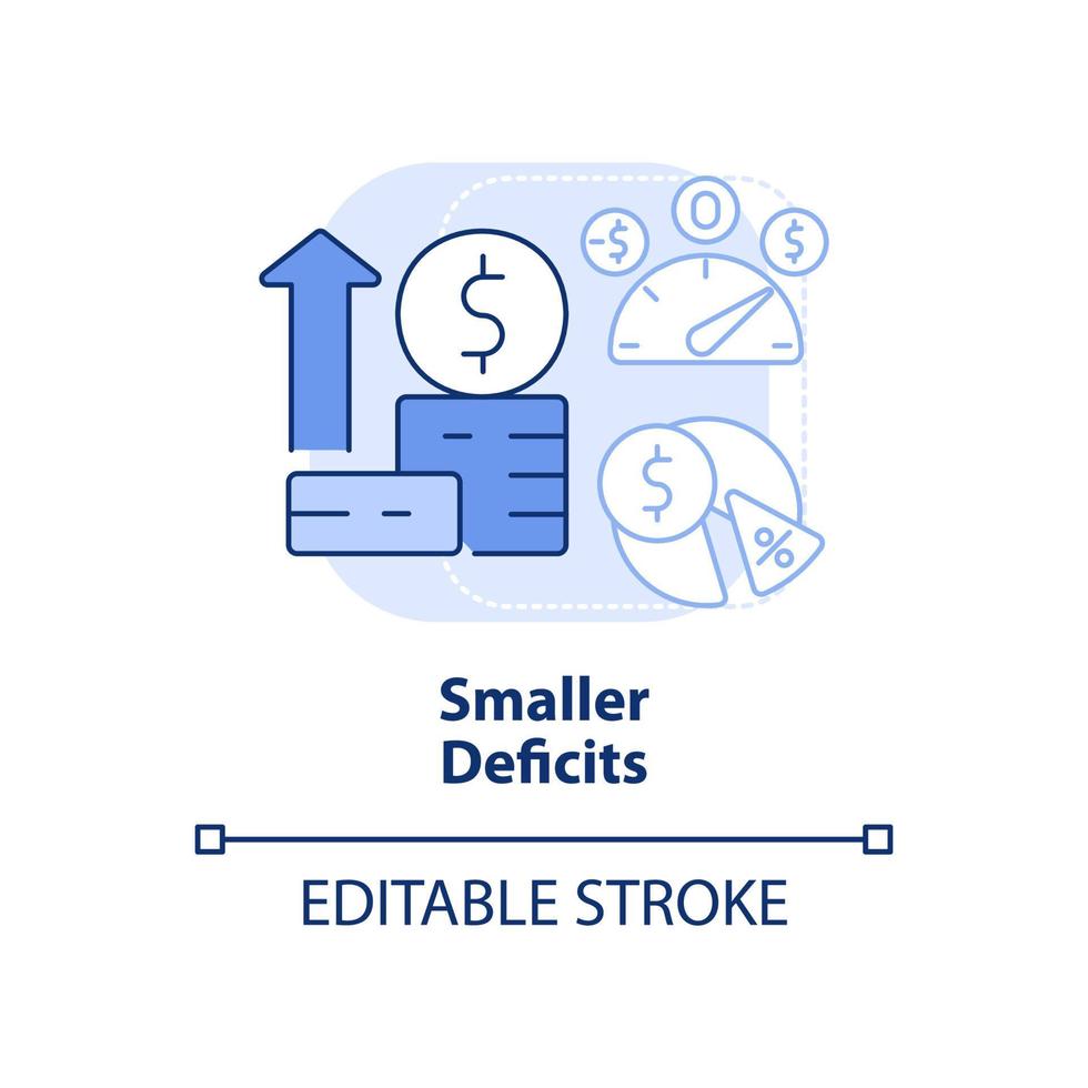Smaller deficit light blue concept icon. Avoid shortfall. Balanced budget requirement abstract idea thin line illustration. Isolated outline drawing. Editable stroke. vector