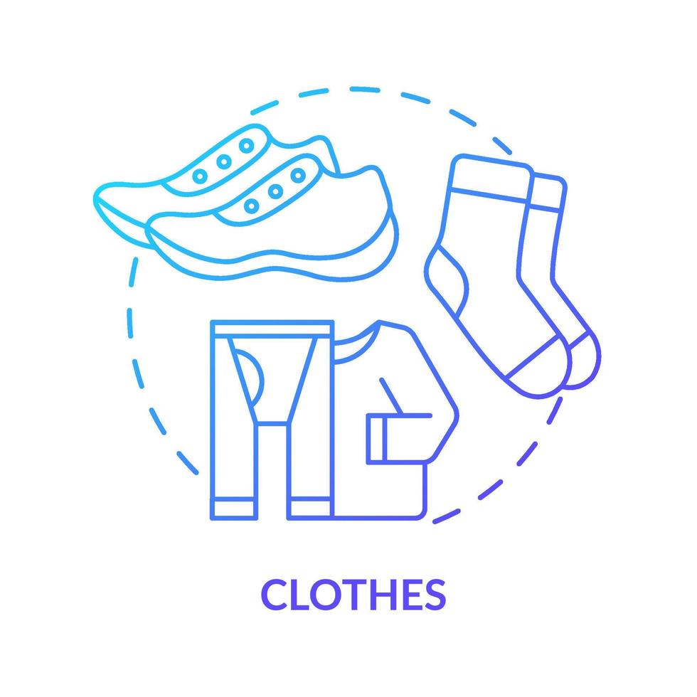 Clothes blue gradient concept icon. Things to pack before evacuation. Emergency preparedness abstract idea thin line illustration. Isolated outline drawing. vector