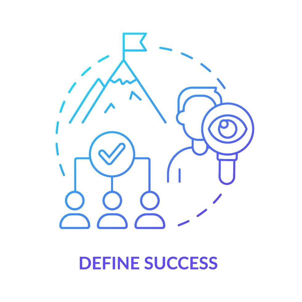 Define success blue gradient concept icon. Set goals and objectives. Effective stakeholder management abstract idea thin line illustration. Isolated outline drawing. vector