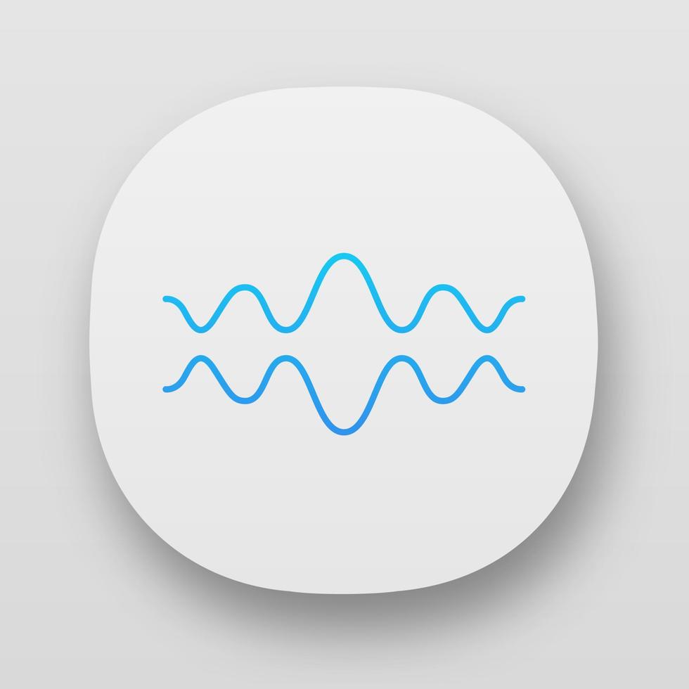 Fluid wave app icon. UI UX user interface. Flowing wavy lines. Music rhythm, soundwave. Equalizer, sound volume level abstract curve. Web or mobile applications. Vector isolated illustration