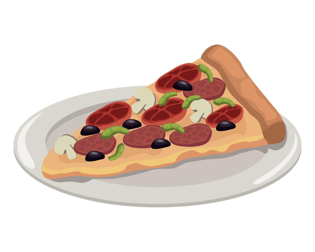 pizza in dish vector