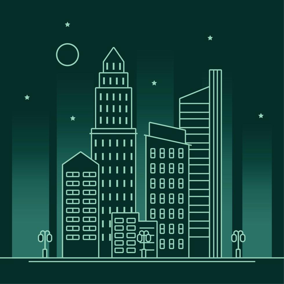 buildings city line green scene vector