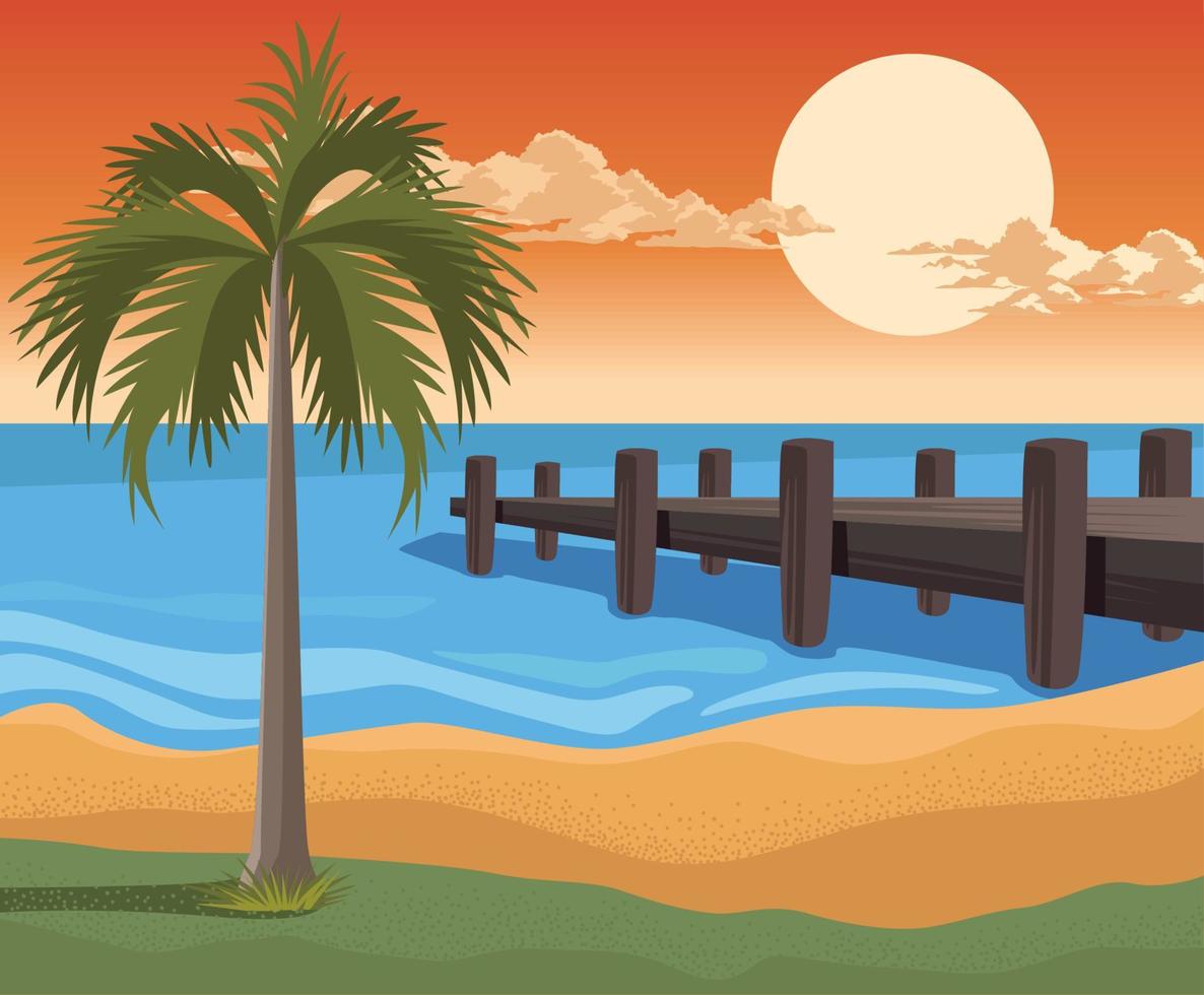 paisaje de pasión por los viajes con palmeras vector