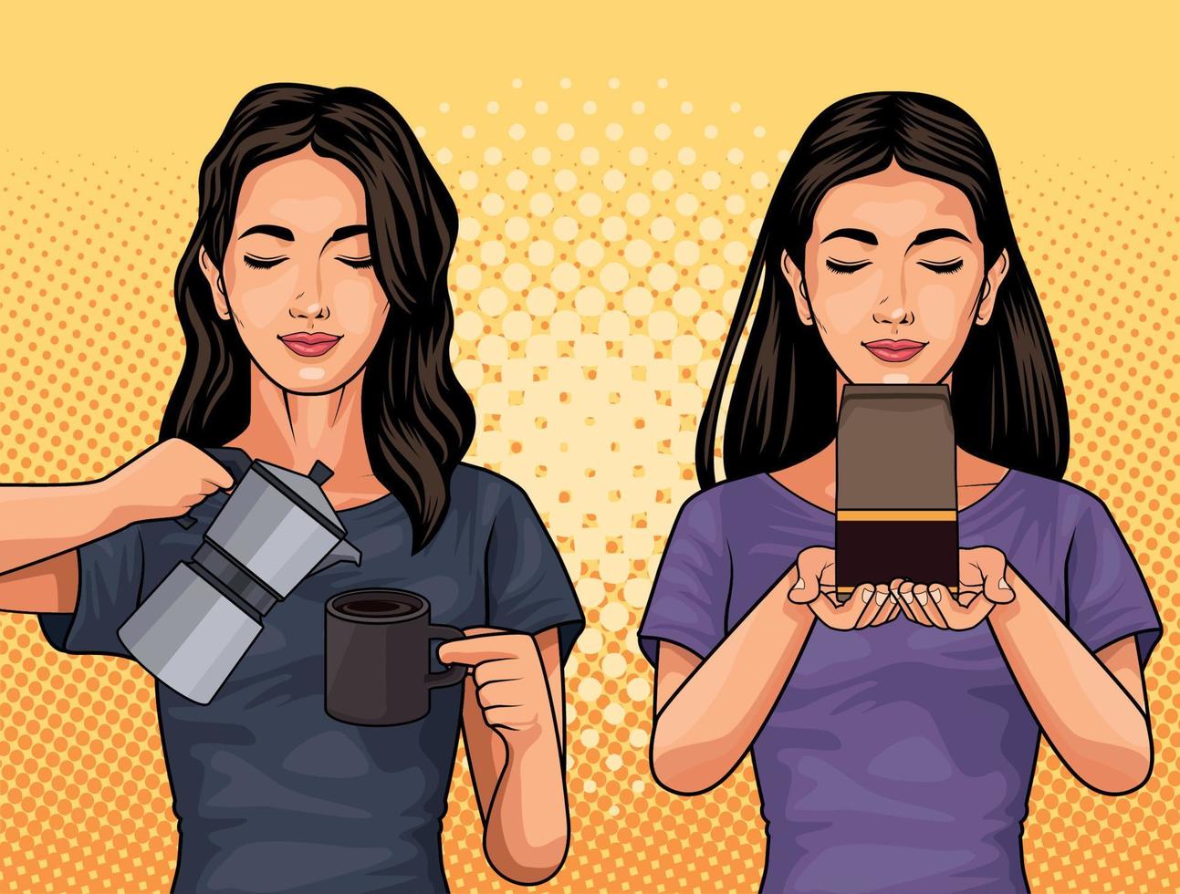 girls with coffee drink vector