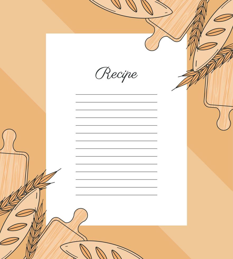 recipe paper with bread vector