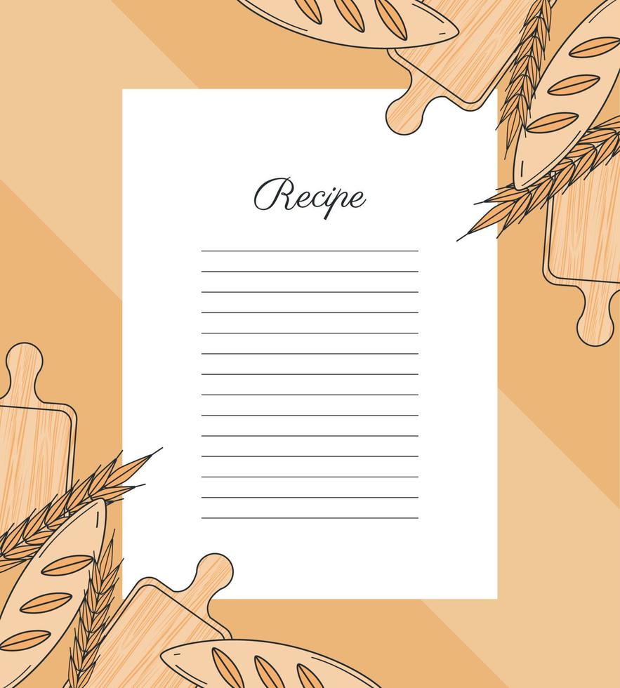 recipe paper with bread vector