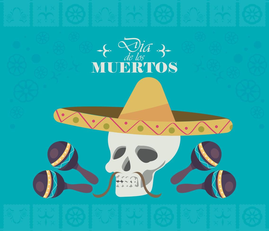 postal dia de los muertos vector