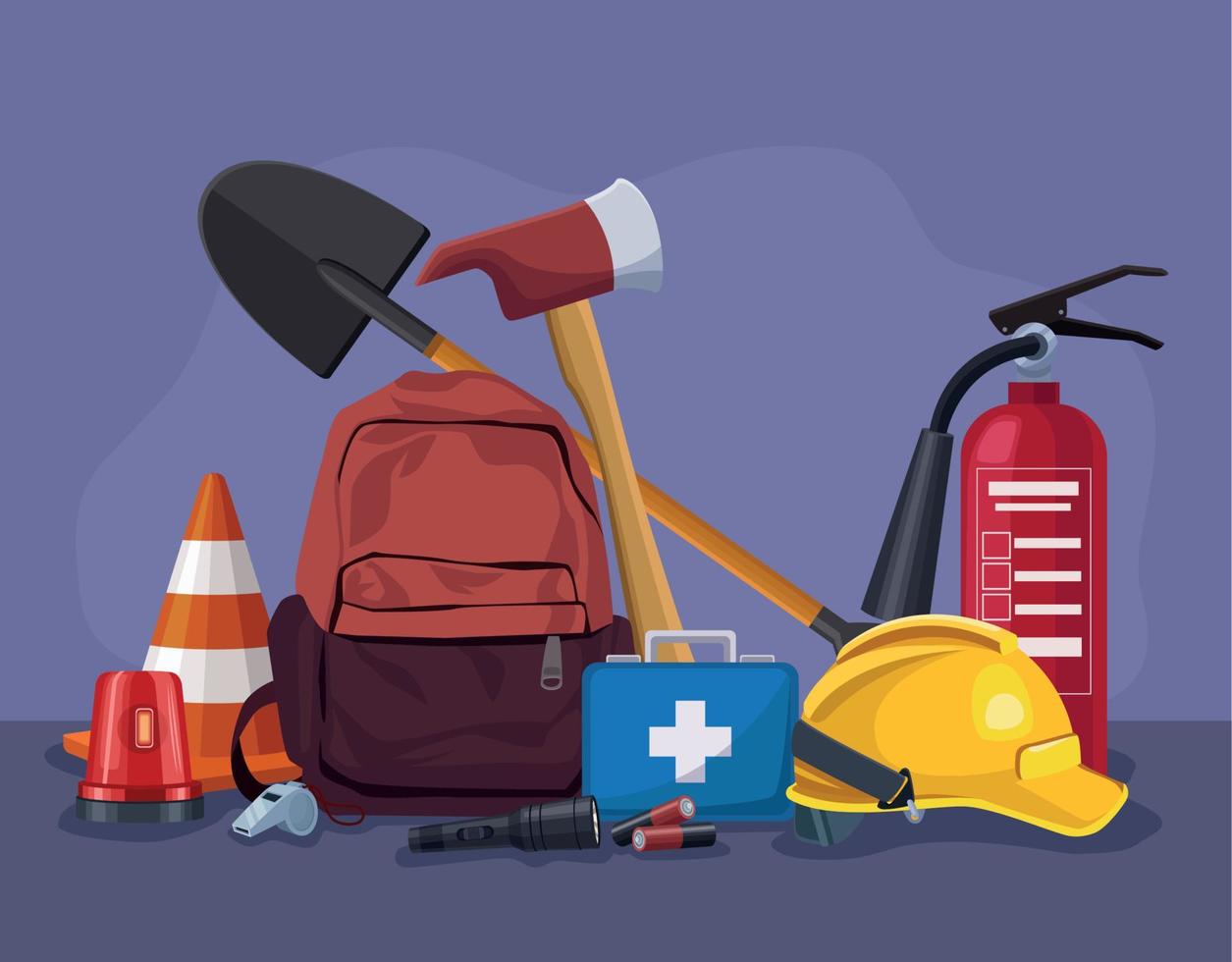 emergency service equipment tools vector