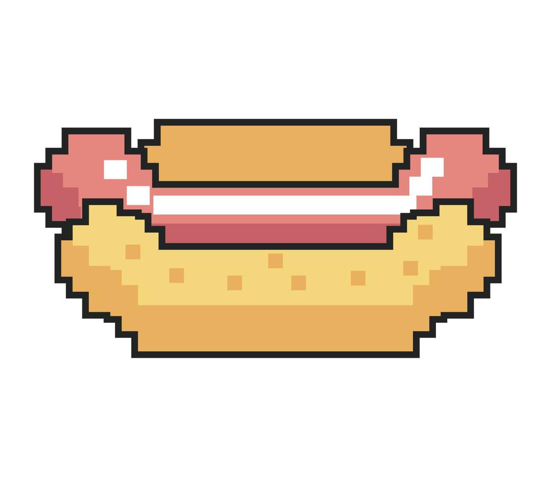 pixel art hot dog vector