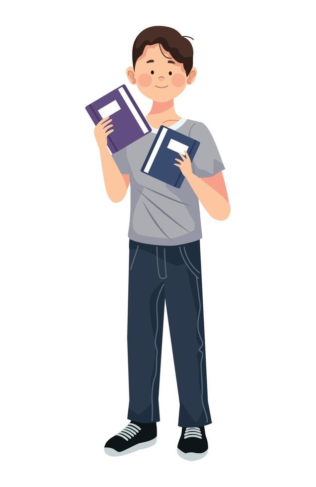 young man with books vector