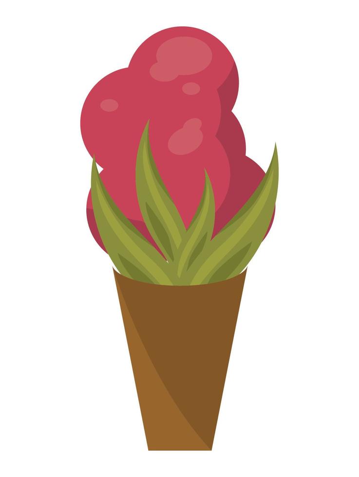 decorative red flowers in vase vector