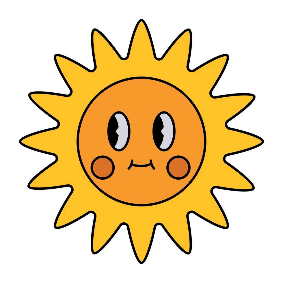 personaje retro de dibujos animados de sol vector