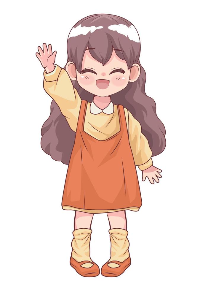 little girl saludating anime style vector