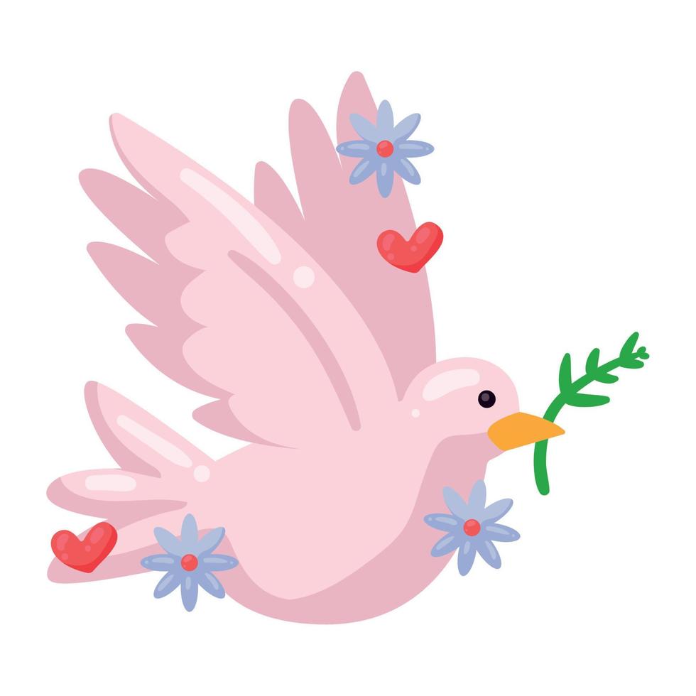 pink dove hippie culture vector