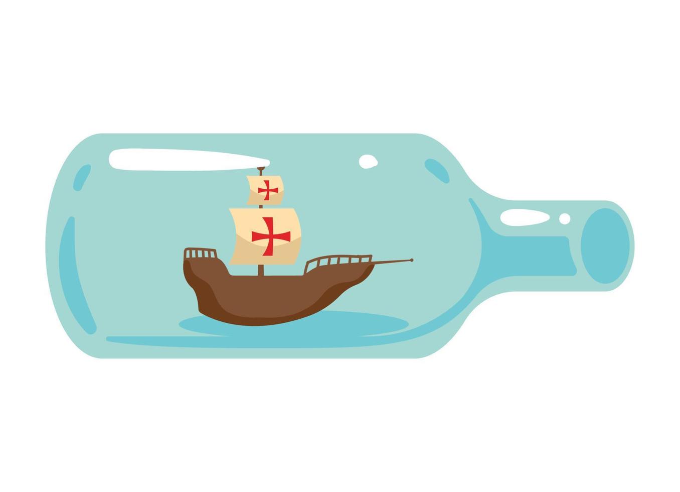 columbus caravel ship bottled vector