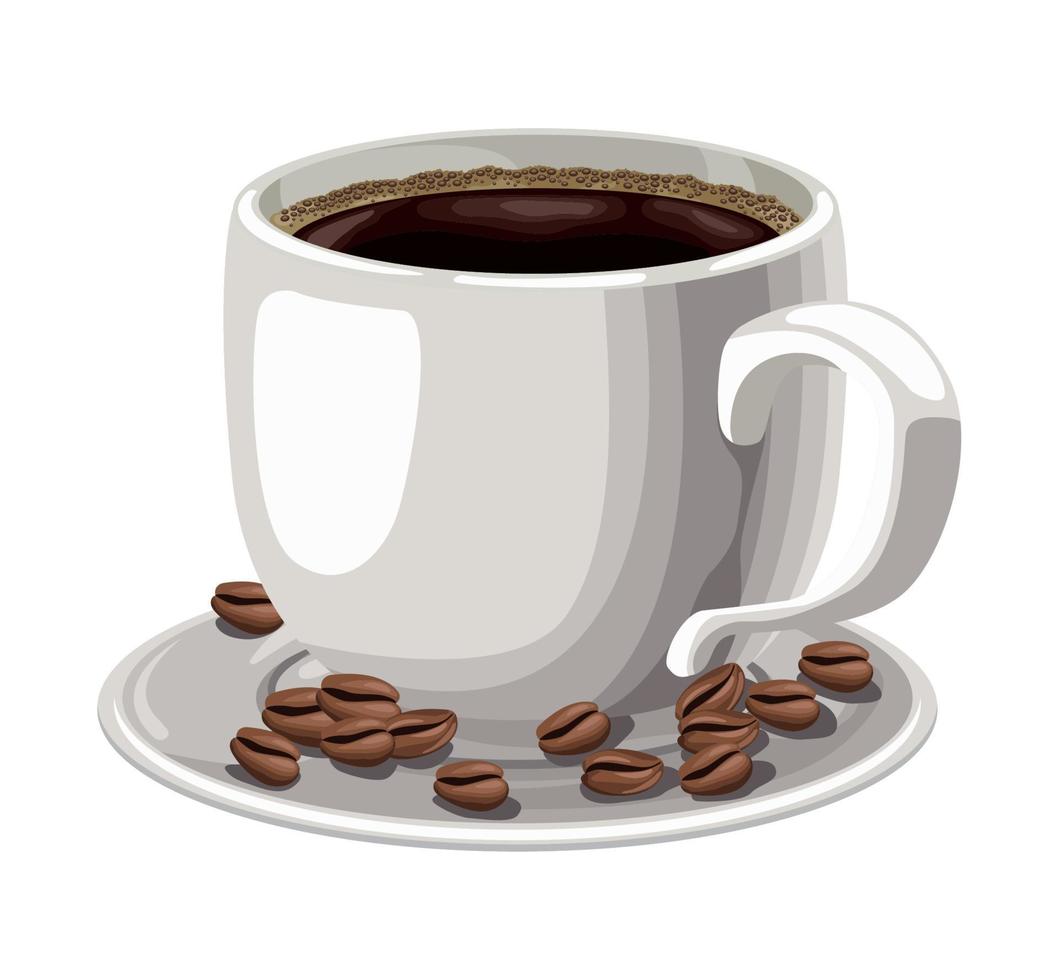 taza de café con granos vector