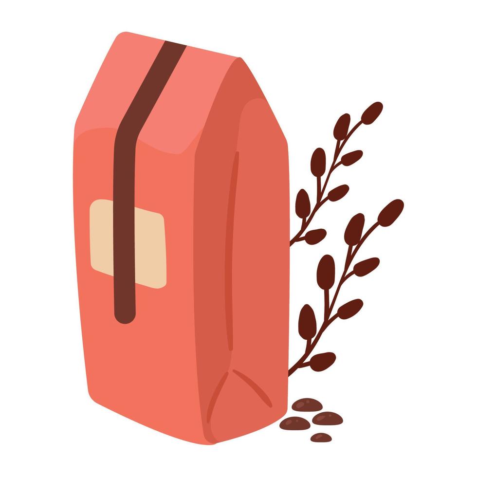 coffee bag with branches vector