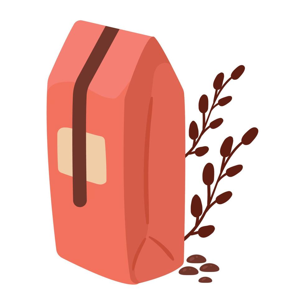 bolsa de café con ramas vector