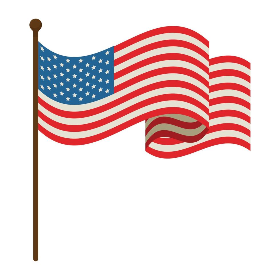 usa flag waving in pole vector