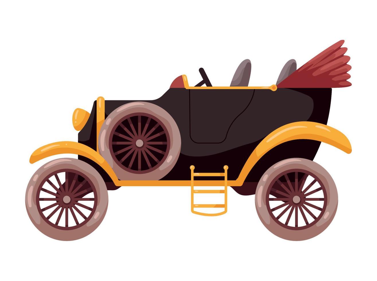 wooden antique retro car vector