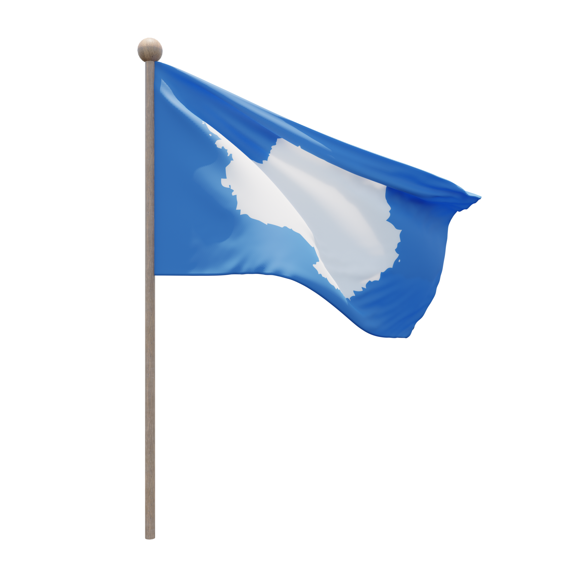 bandeira de ilustração 3d da Antártida no poste. mastro de madeira