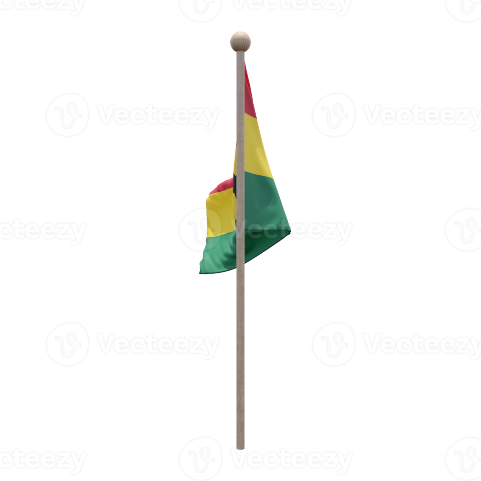 ghana ilustración 3d bandera en el poste. asta de bandera de madera png