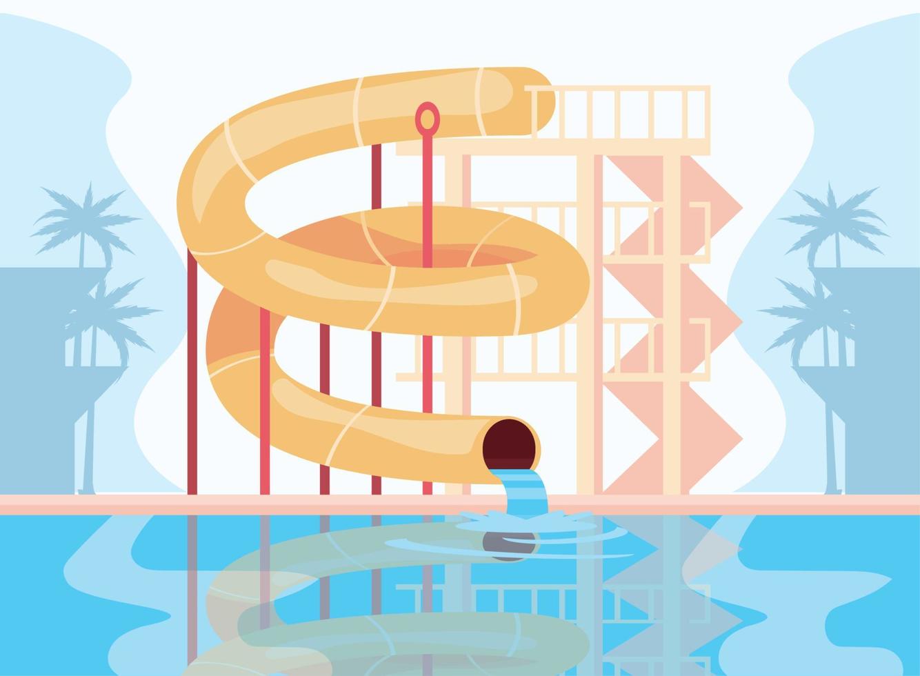 water park with yellow slide vector