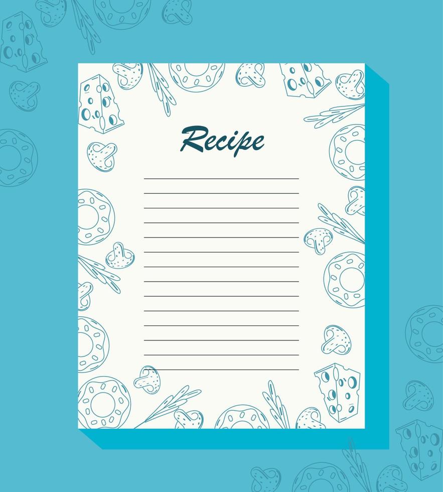 recipe paper with nutritive food vector