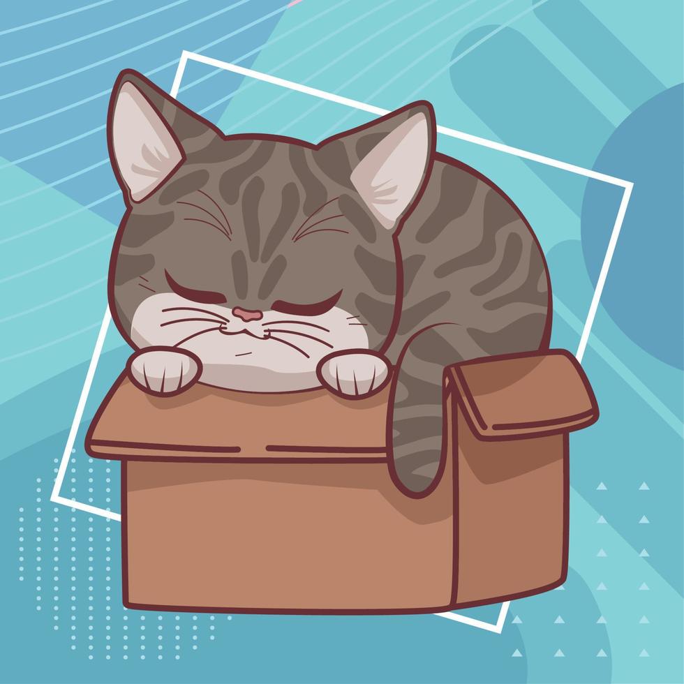 cat in box anime style vector
