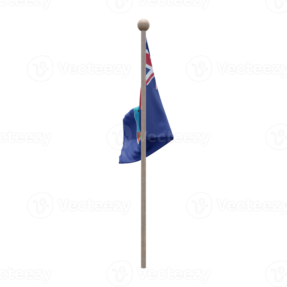 Montserrat 3d illustration flag on pole. Wood flagpole png