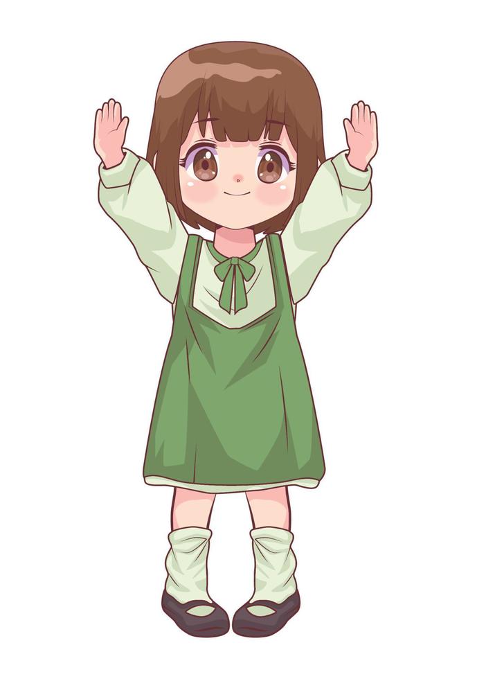 little girl celebrating anime style vector