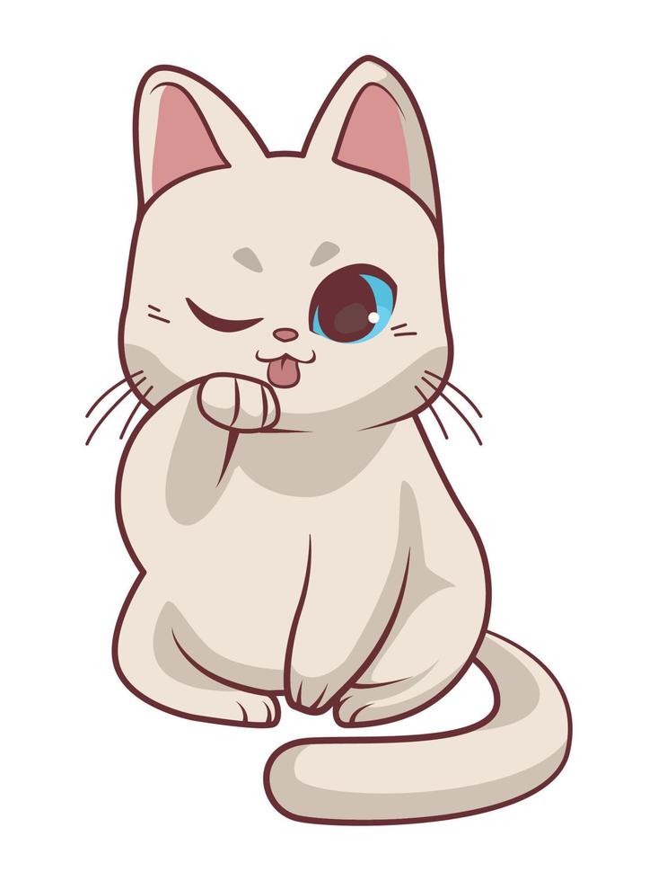 cute cat white anime style vector