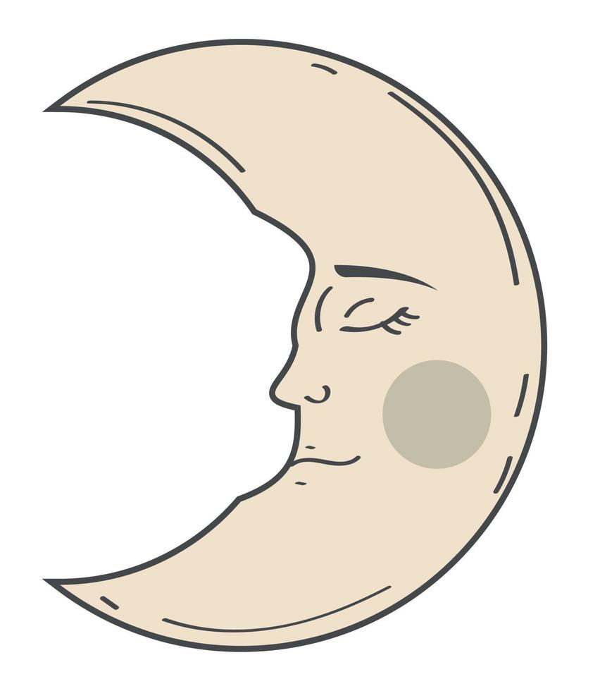 astrology crescent moon retro vector