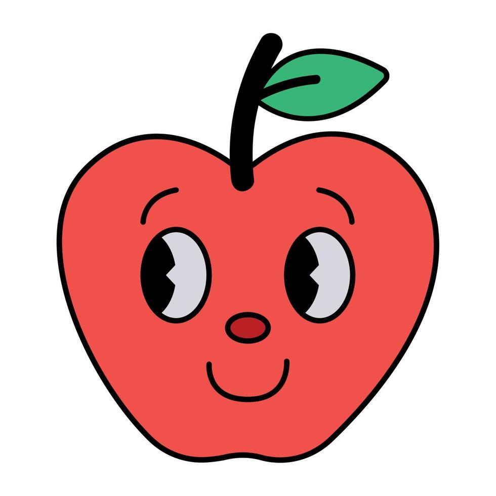 apple cartoon retro character vector