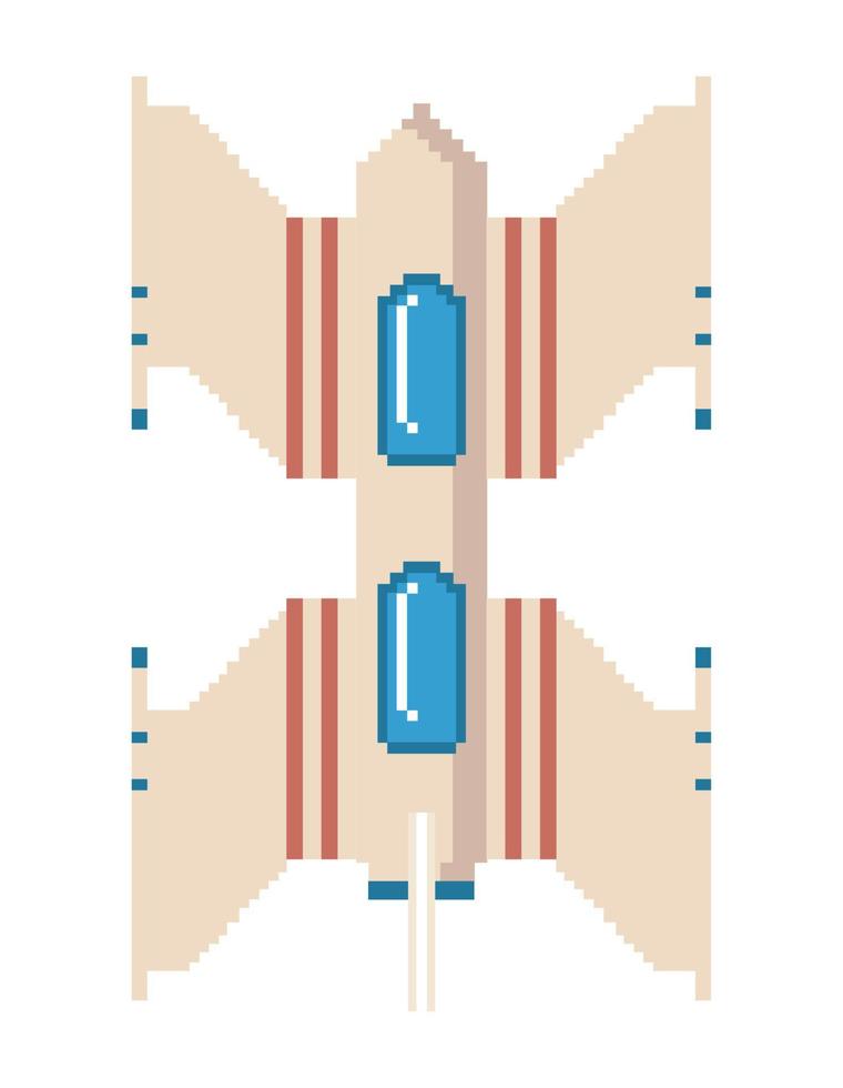 spaceship flying eight bit style vector
