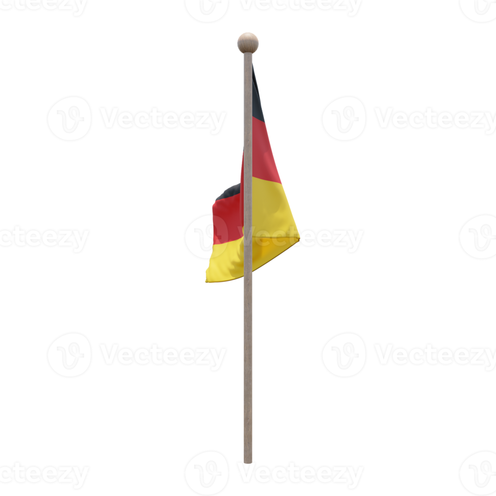 drapeau d'illustration 3d de l'allemagne sur le poteau. mât en bois png