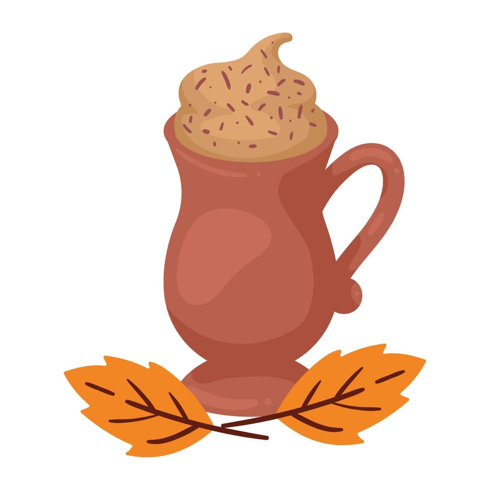 coffee cup with leaves vector