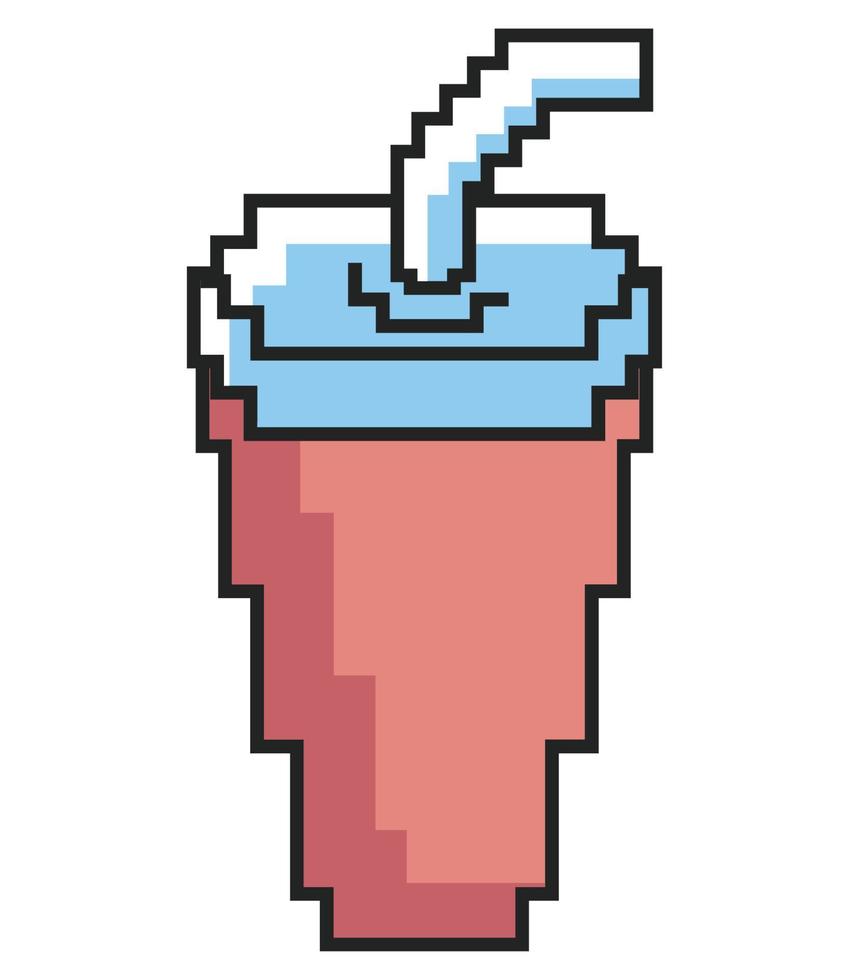 pixel art soda drink vector