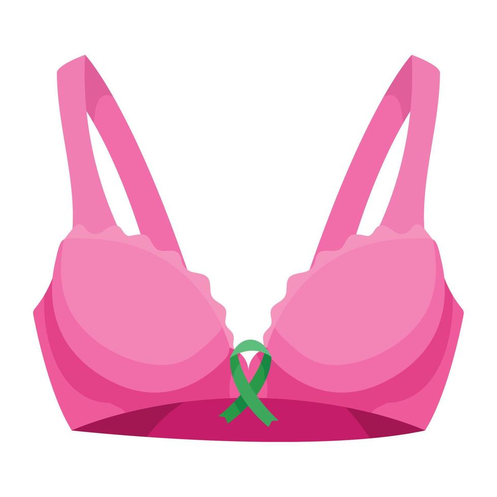 breast cancer ribbon in bra vector