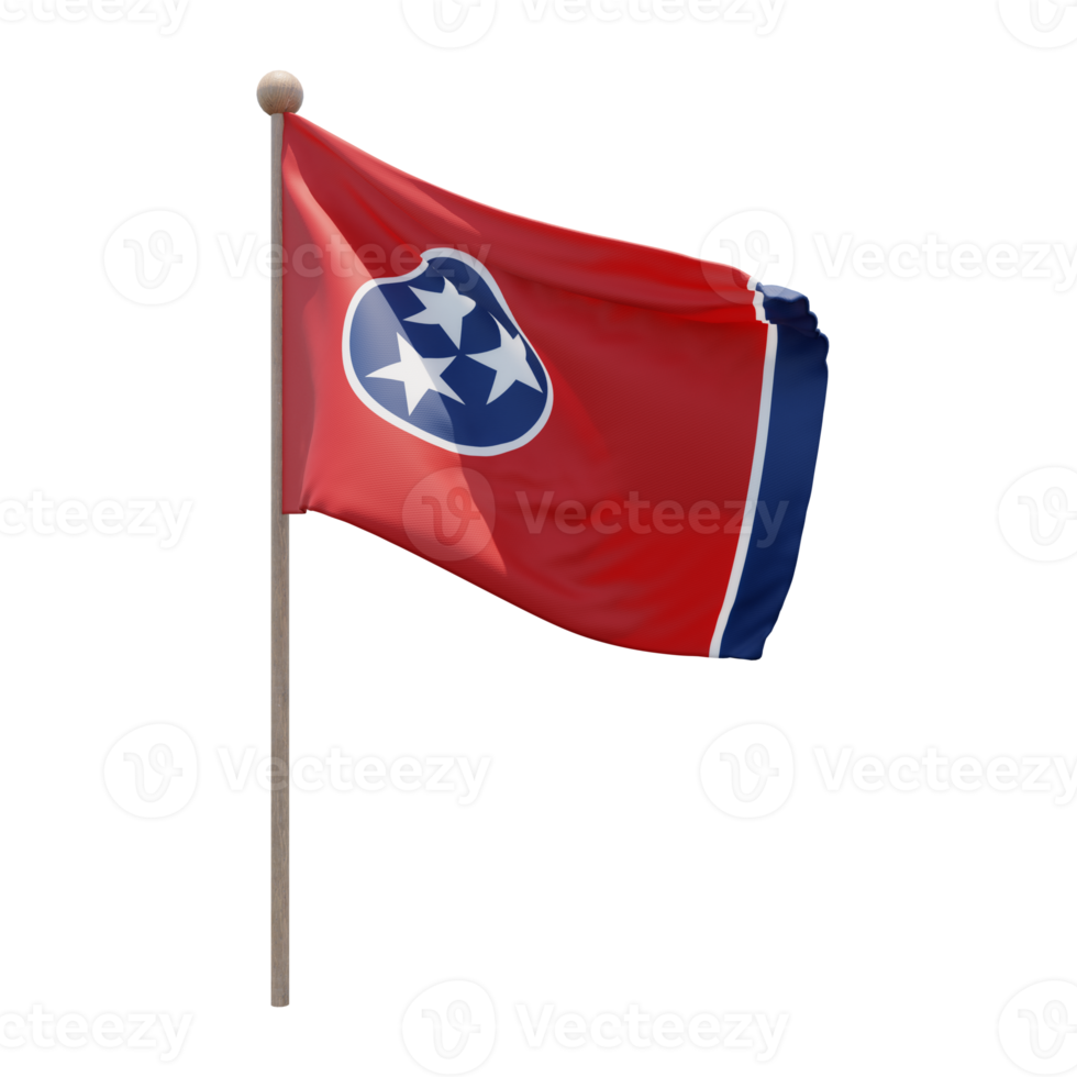 Tennessee 3d illustratie vlag Aan pool. hout vlaggenmast png