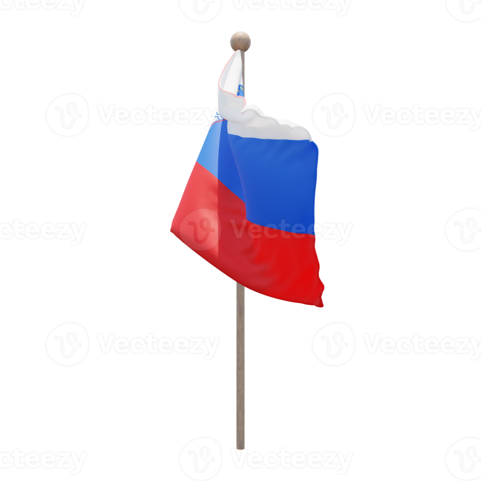 Slovenia 3d illustration flag on pole. Wood flagpole png
