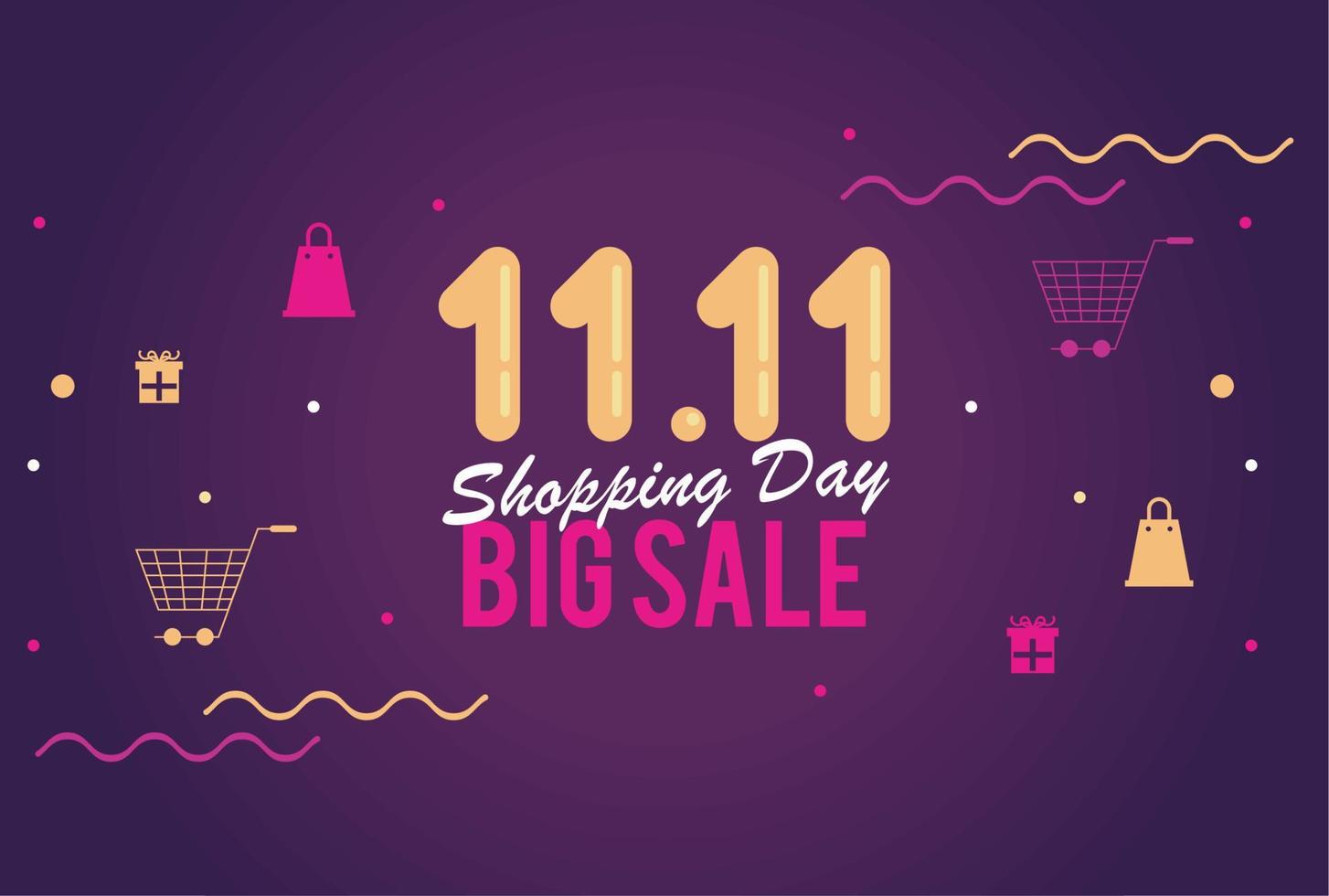 11 11 shopping day postcard vector