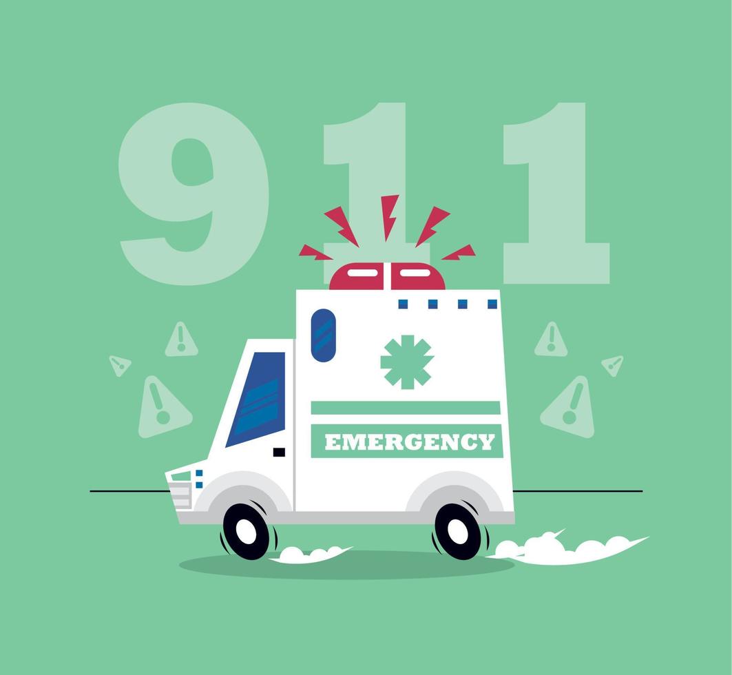 911 y ambulancia de emergencia vector