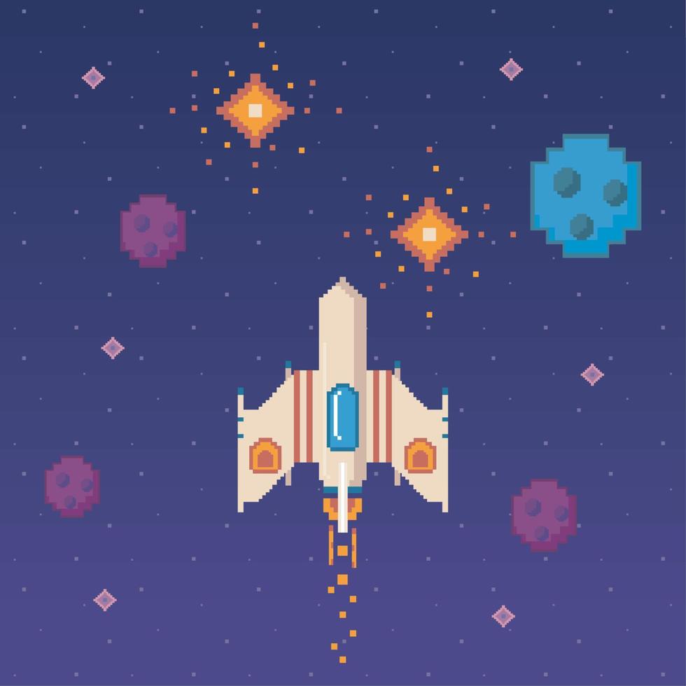 space ship eight bits style vector