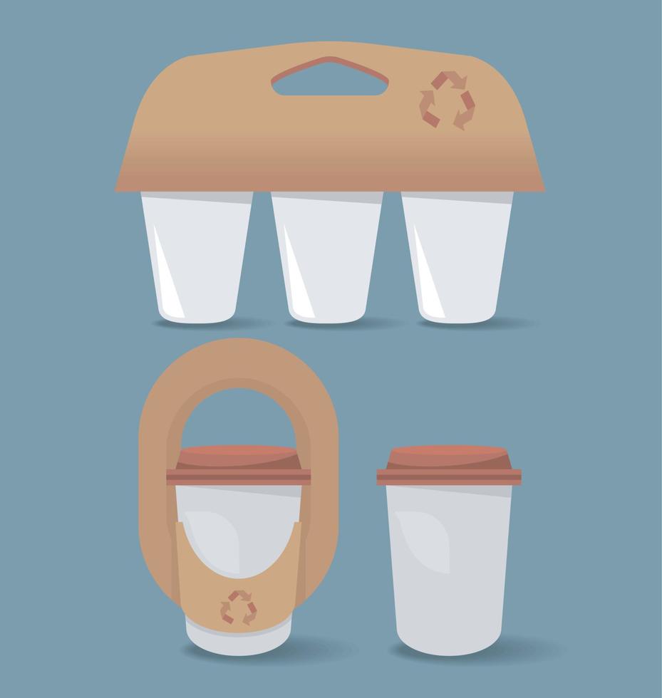 three take away mockup packs vector