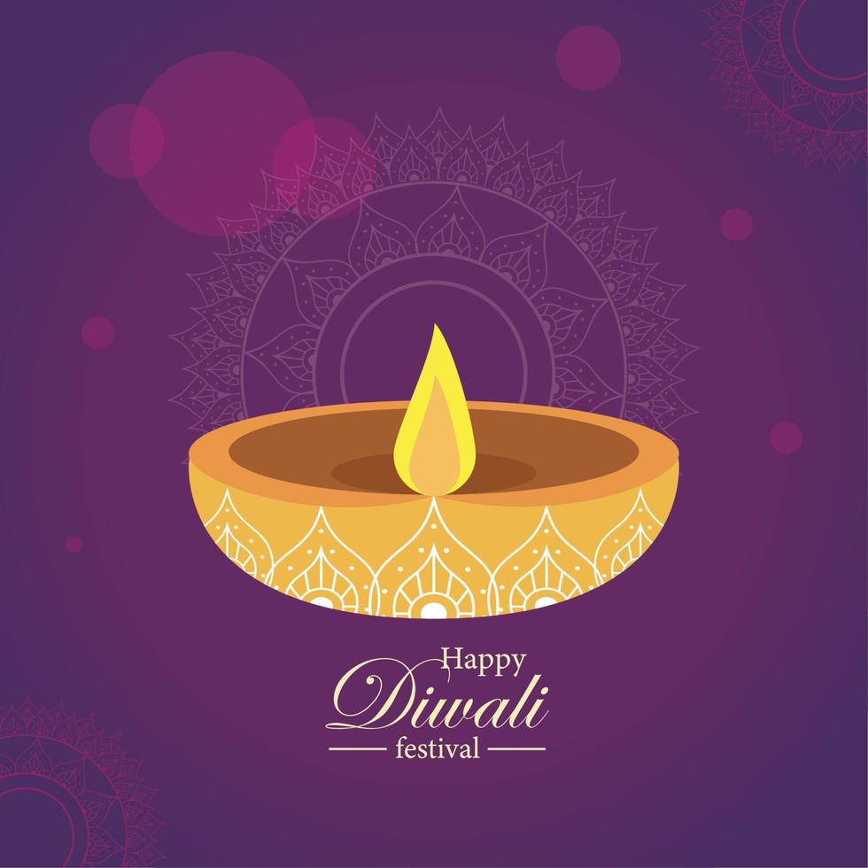 diwali lettering with candle vector