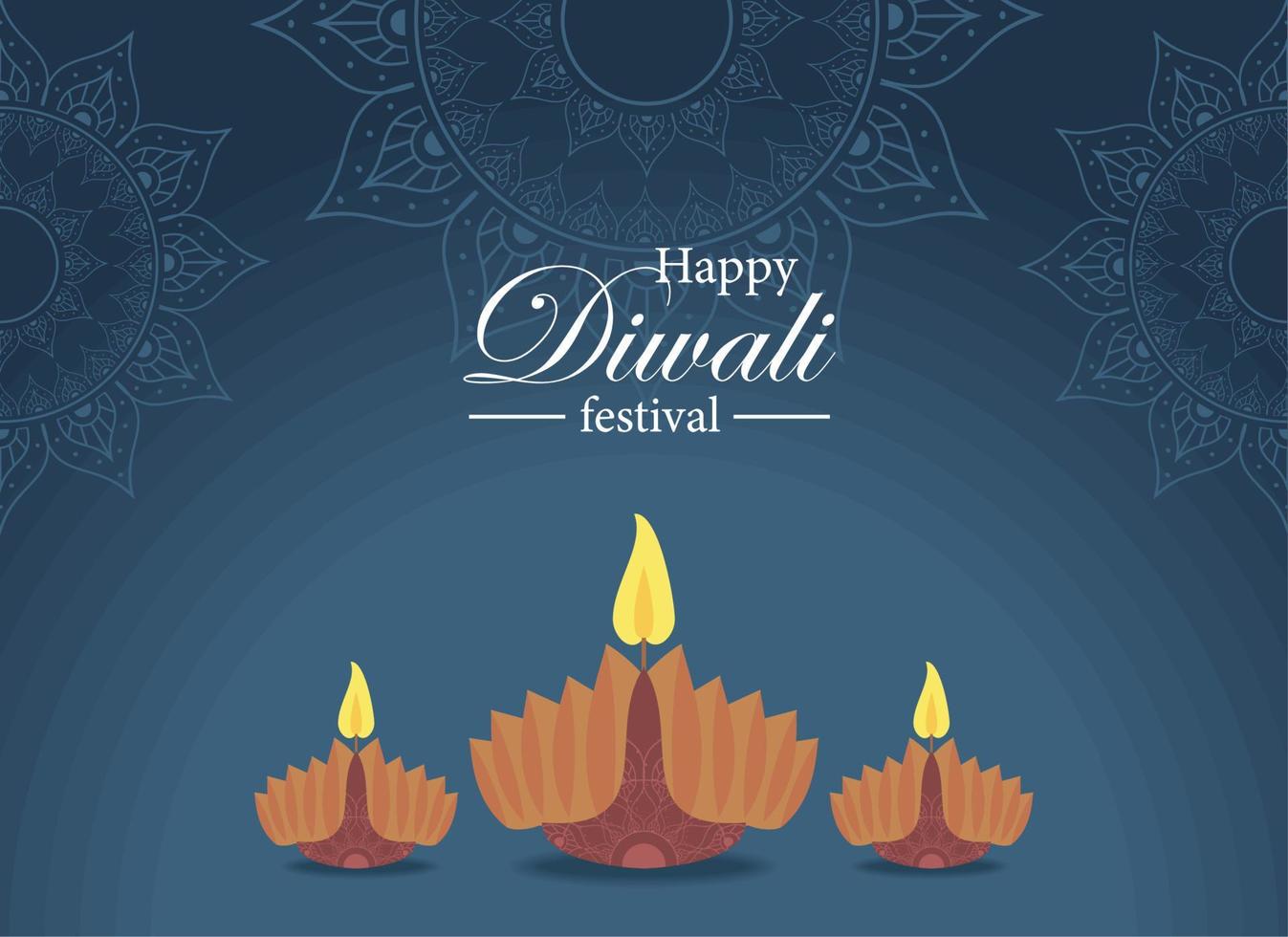 diwali card with lanterns vector