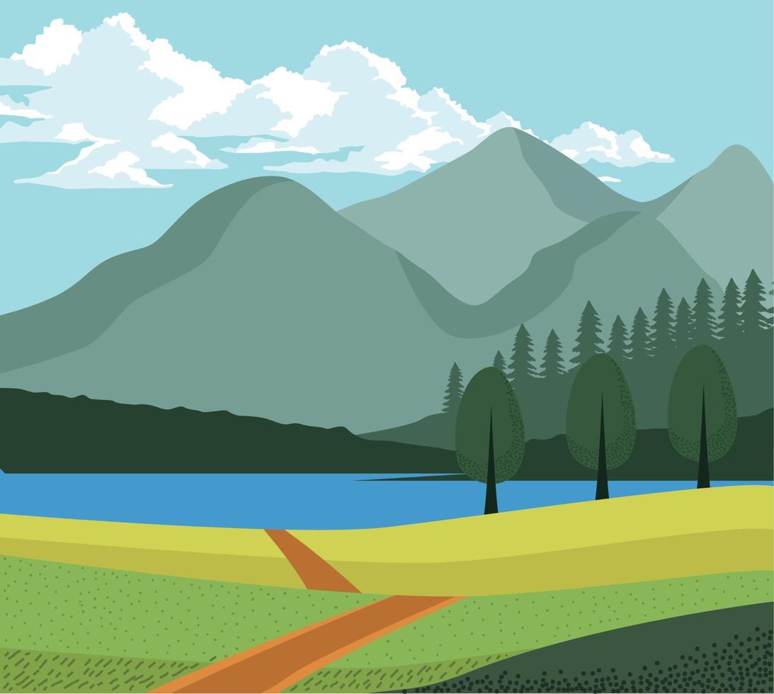 wanderlust landscape with forest vector