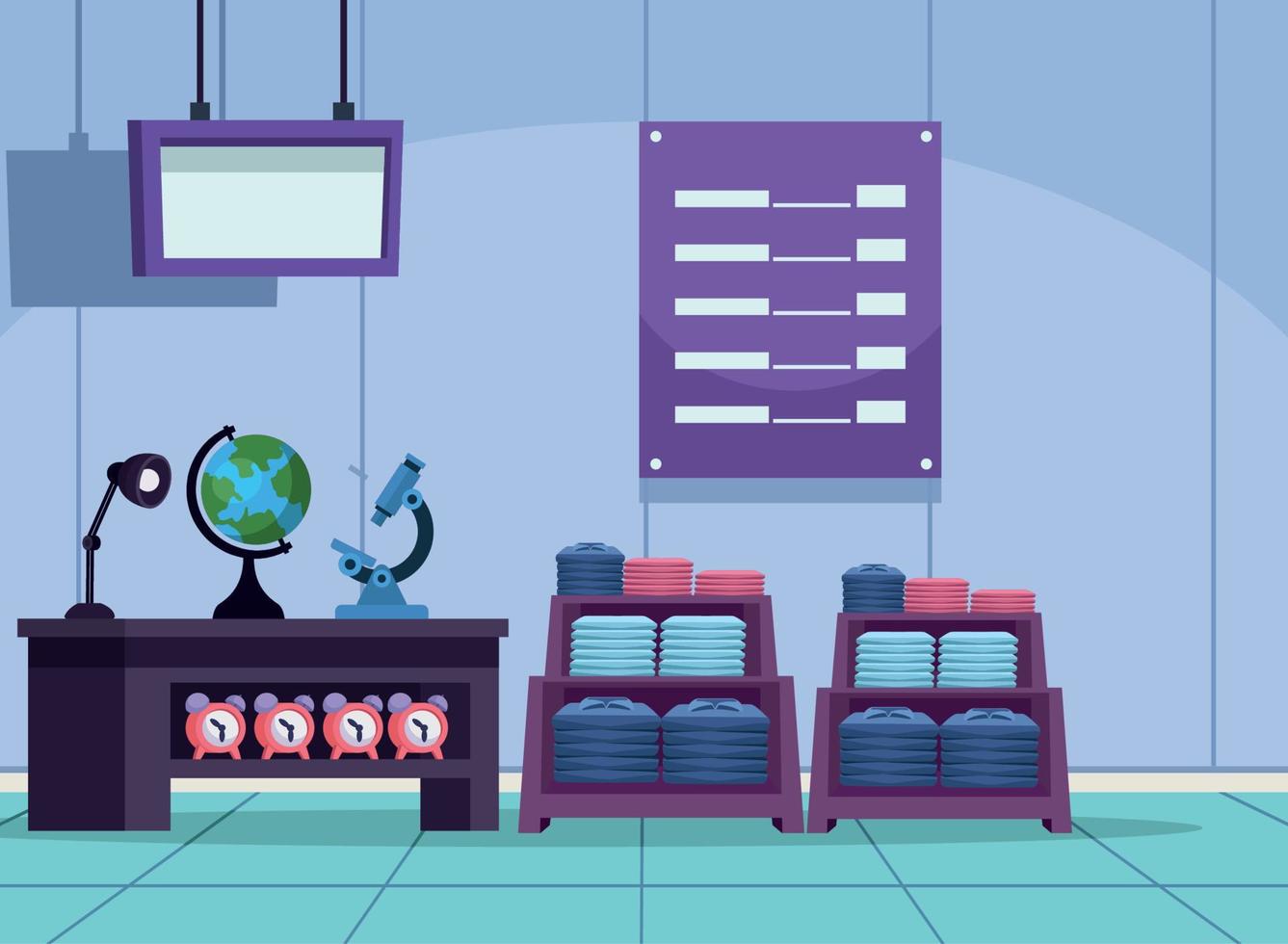 school supply store with uniforms vector